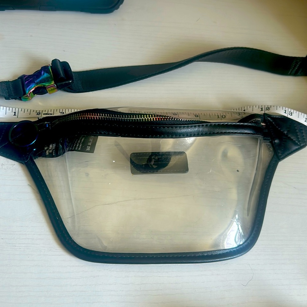 clear waist purse. colorful zipper. Take a peek on pic for references